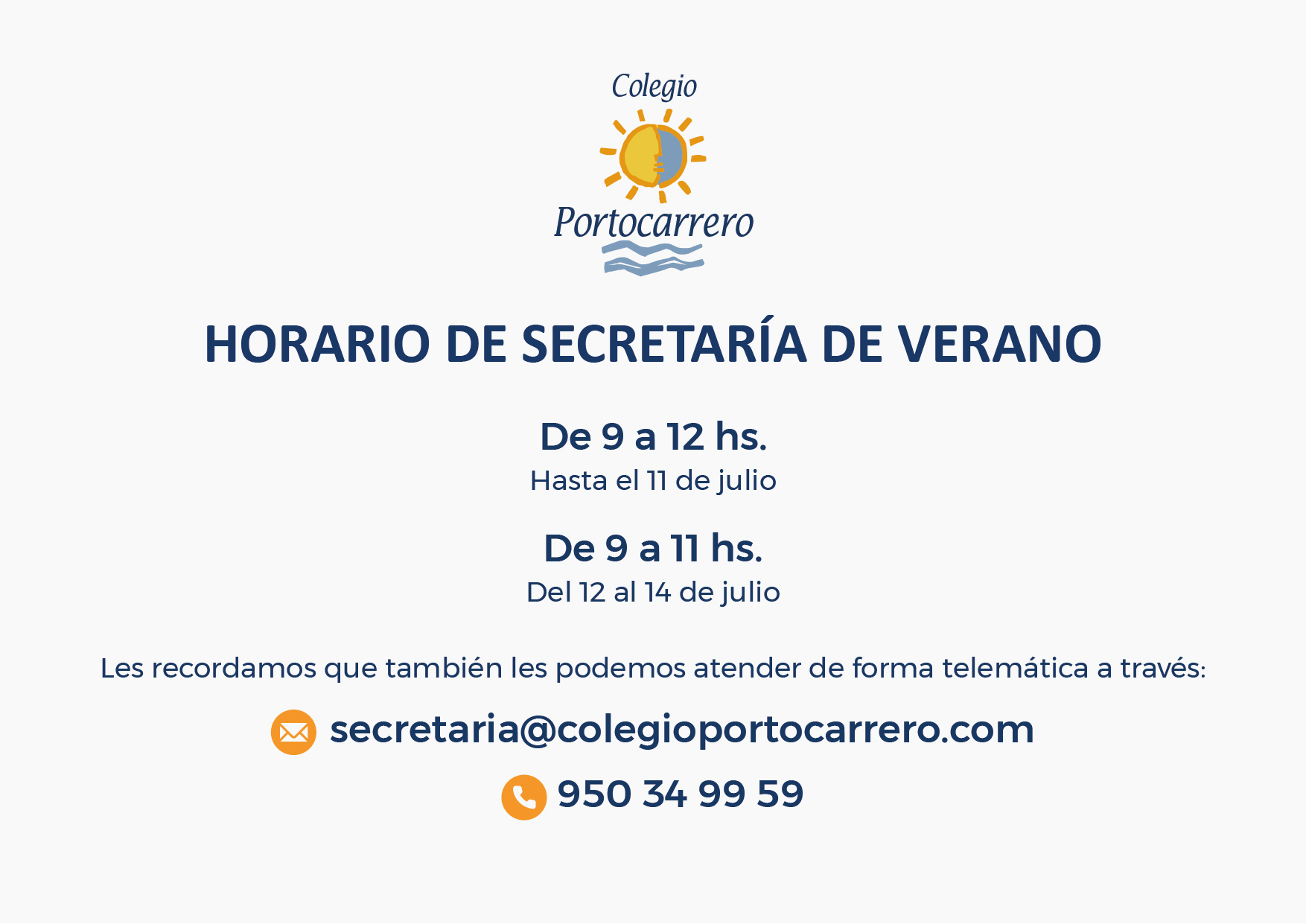 Horario secretaria verano